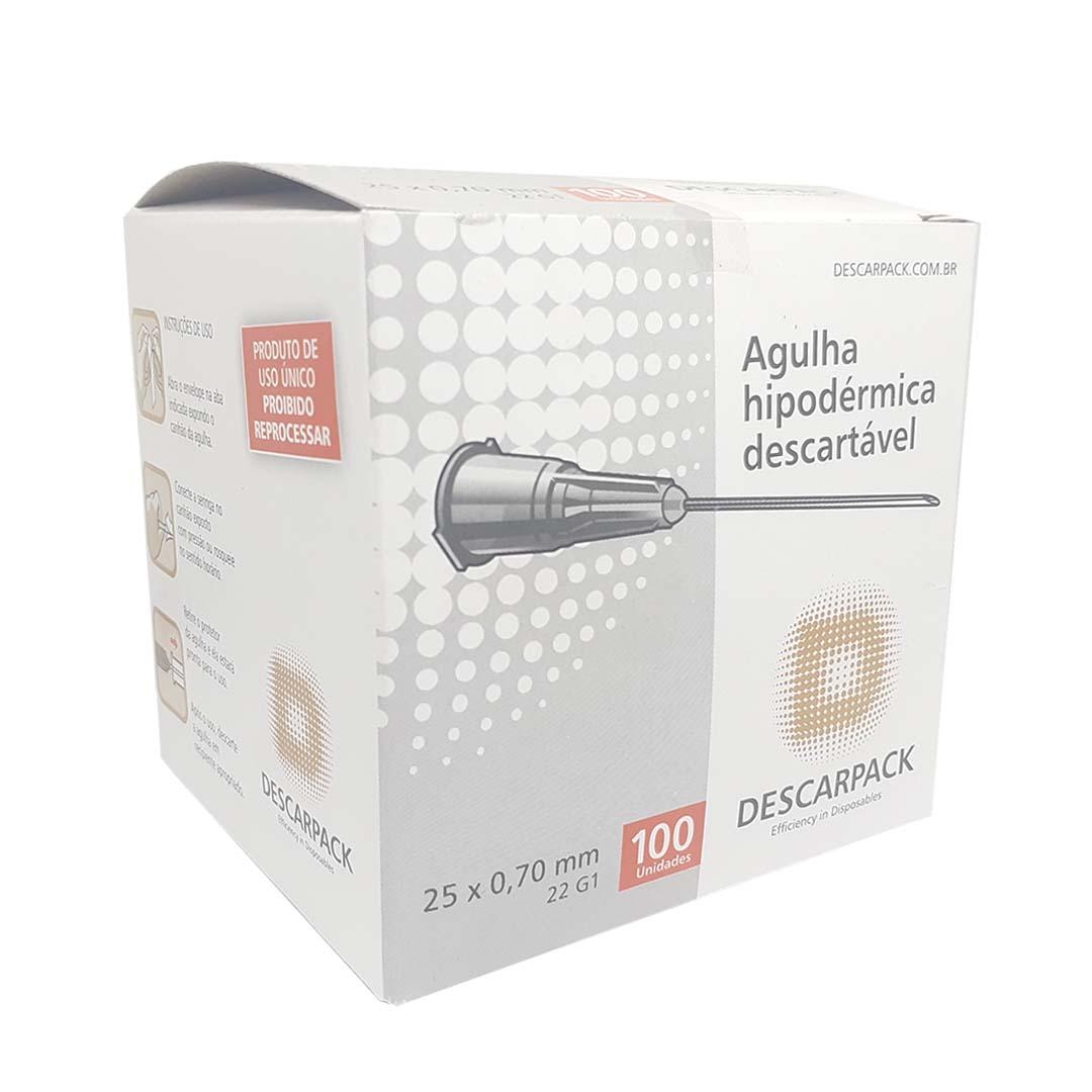 Agulha Hipodérmica Descartável Descarpack 25x0,70mm 100un