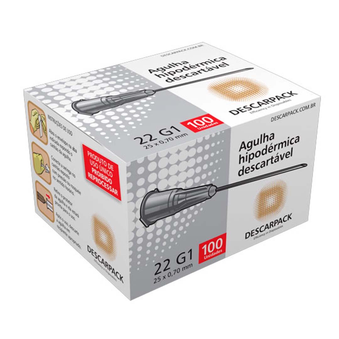 Agulha Hipodérmica Descartável Descarpack 25x0,70mm 100un