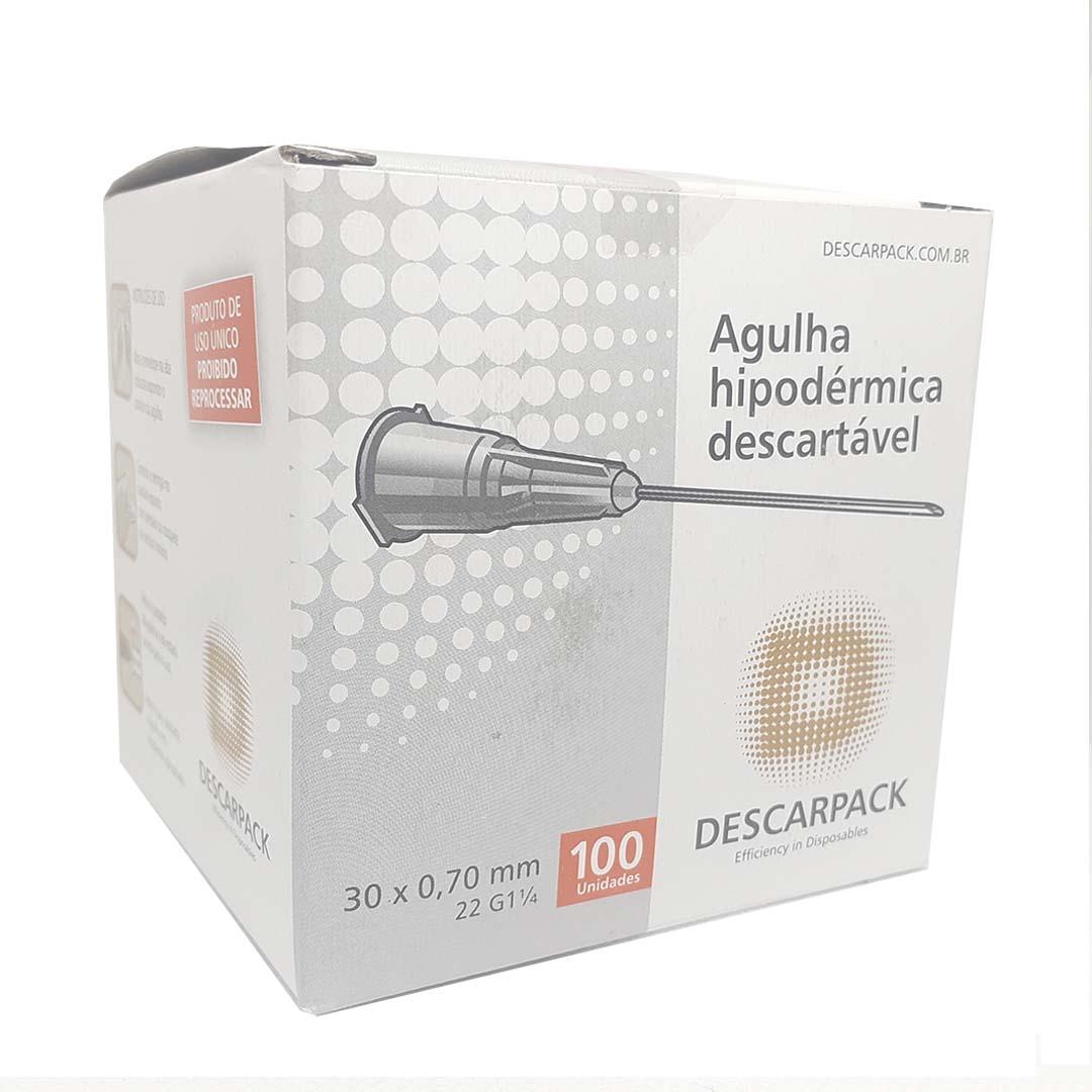 Agulha Hipodérmica Descartável Descarpack 30x0,70mm 100un