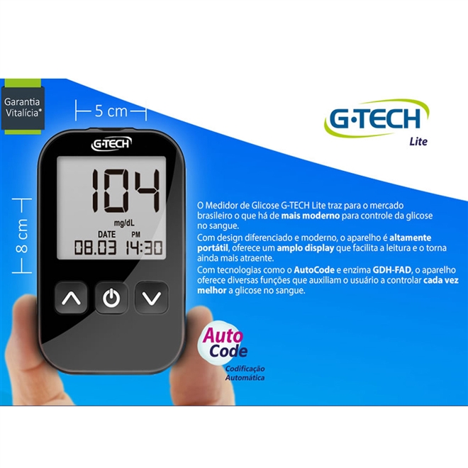 Kit Medidor de Glicose G-tech Lite