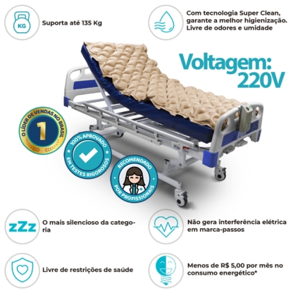 Colchão Pneumático Inflável Air Plus 220V Dellamed