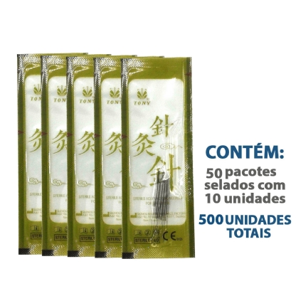 Agulhas Acupuntura Estereis Aço Inoxidável 0,25x50mm 500un Tony