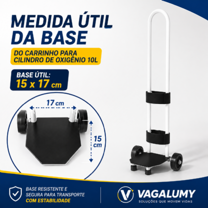 Carrinho para Cilindro de Oxigênio 10L CRV04 Vagalumy Desmontável