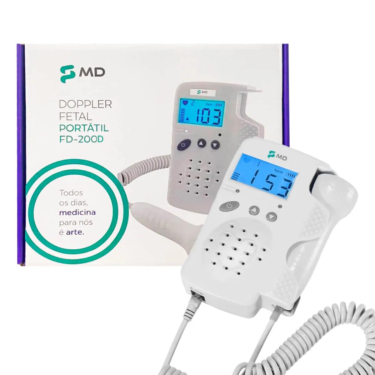 Detector Fetal Doppler MD Portatil Digital Bateria Recarregavel FD200D