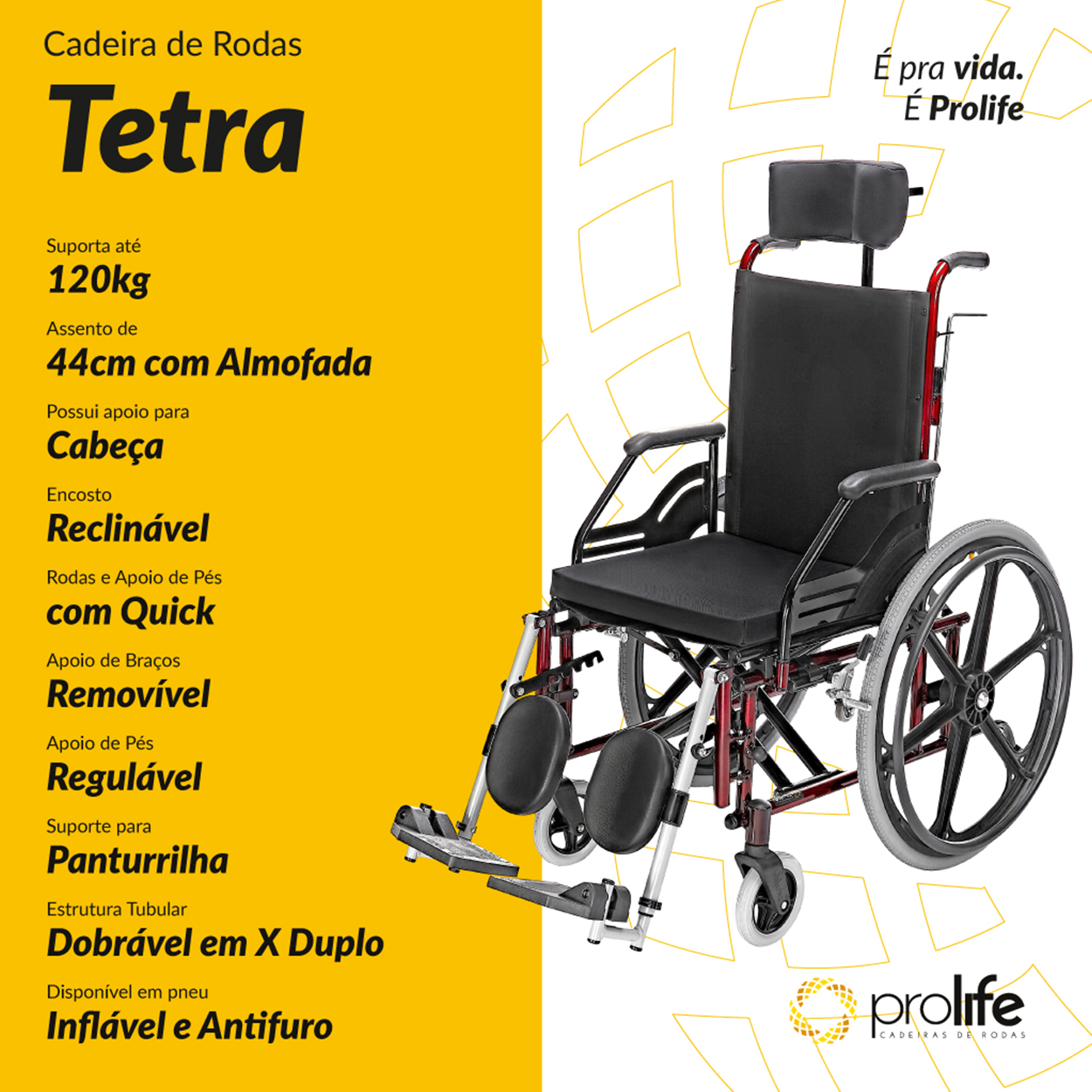 Cadeira De Rodas Prolife Tetra 44cm