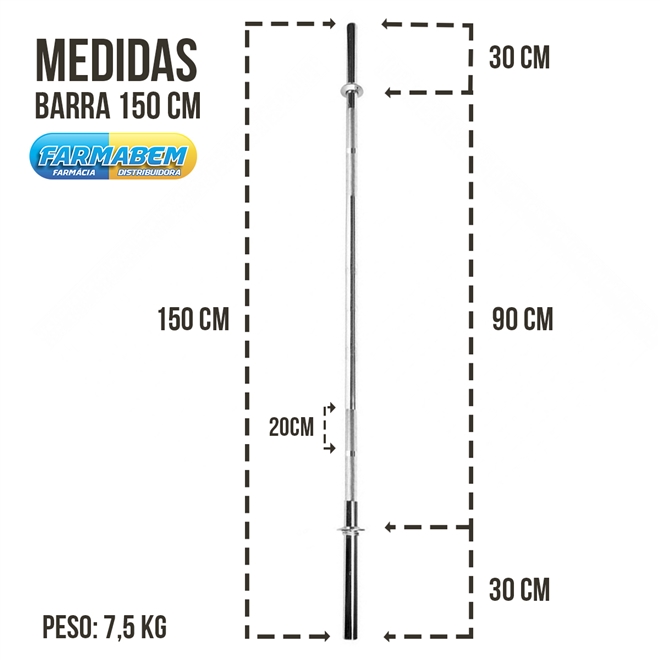 Barra Reta Cromada Maciça Zstorm 150cm Sem Presilha