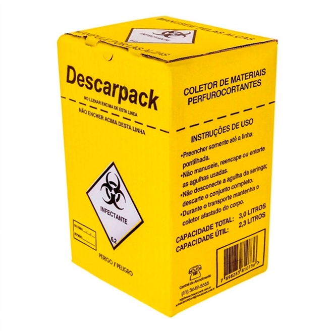 Coletor Para Material Perfurocortante Descarpack 3l 10un