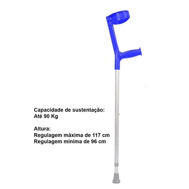 Muleta Canadense Sequencial Articulada Click 110kg Ponteira 3/4 Par Azul