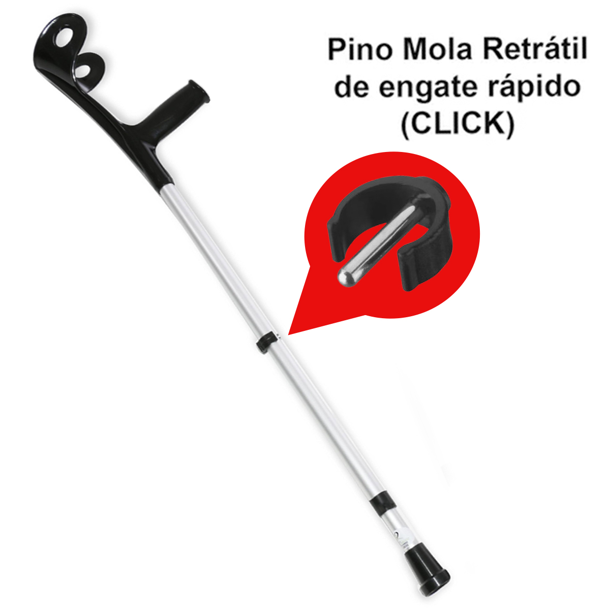 Muleta Canadense Sequencial Fixa Premium 150kg Ponteira 7/8 Par Preto