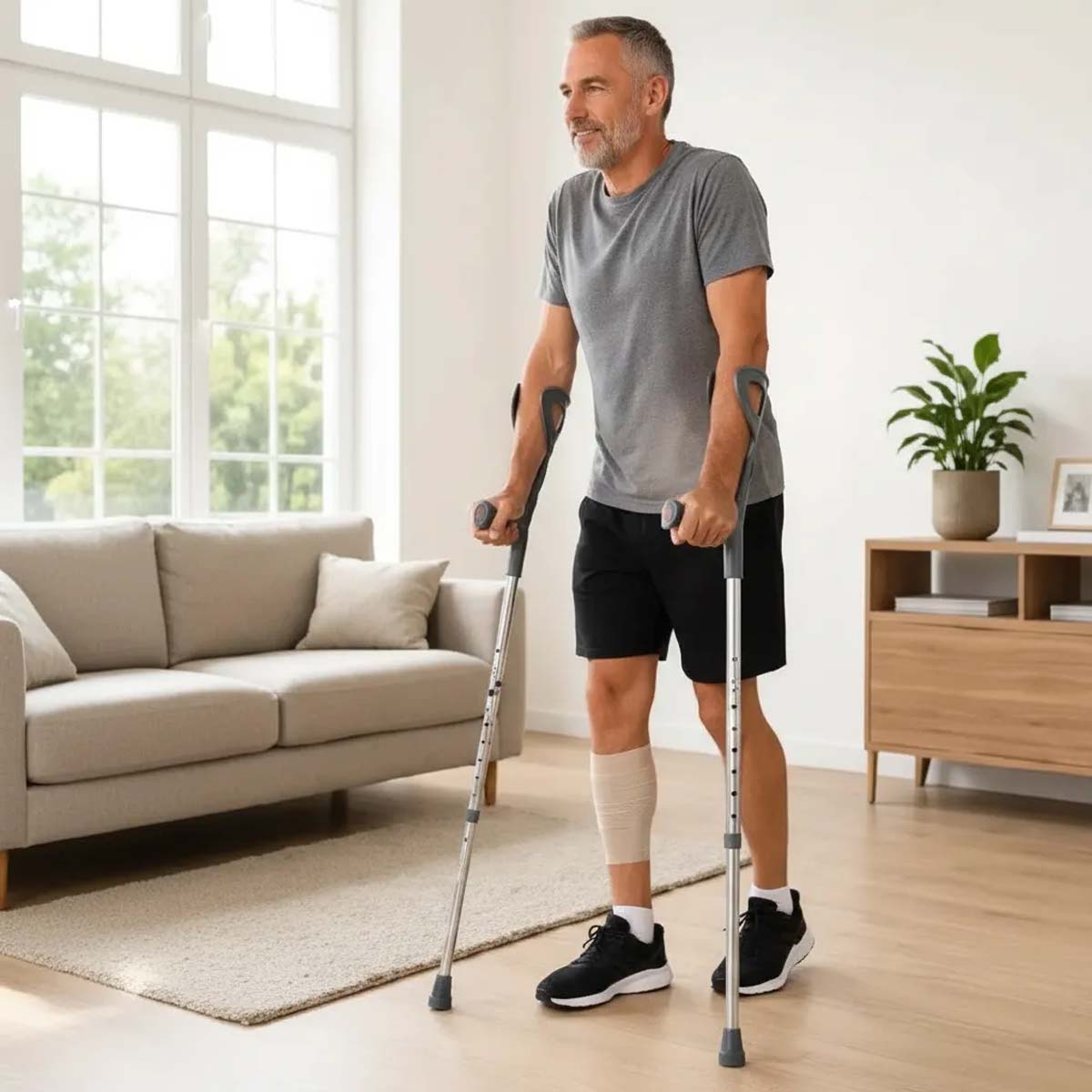 Muleta Canadense Sequencial Fixa Premium 150kg Ponteira 7/8 Par Preto