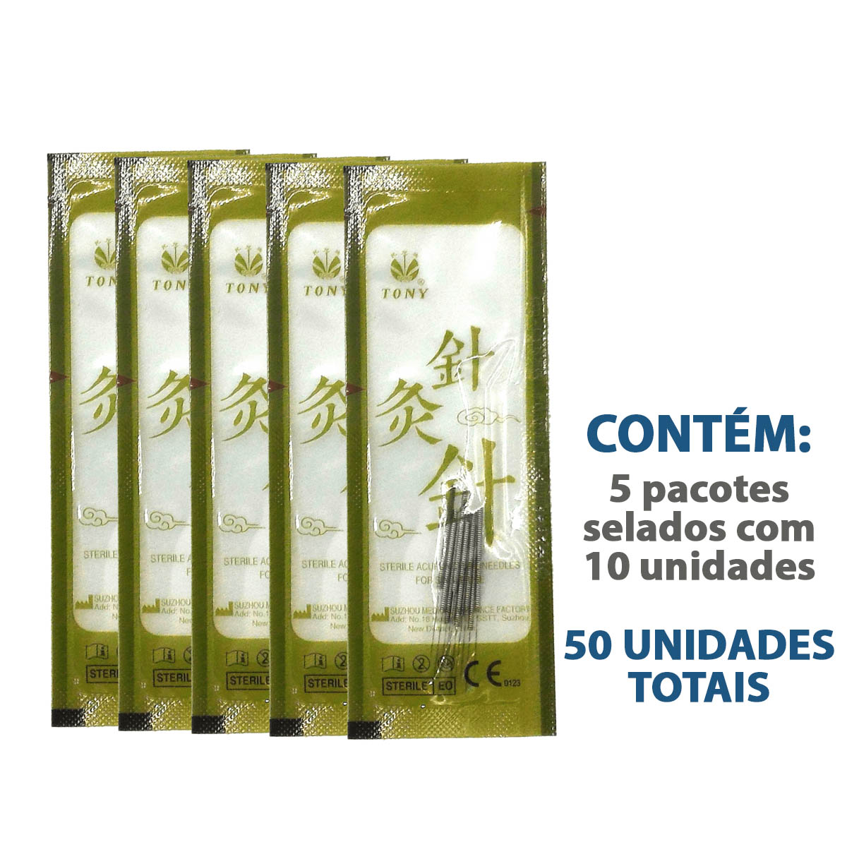 Agulha Acupuntura Estereis Aço Inoxidavel Tony 50 Unidades