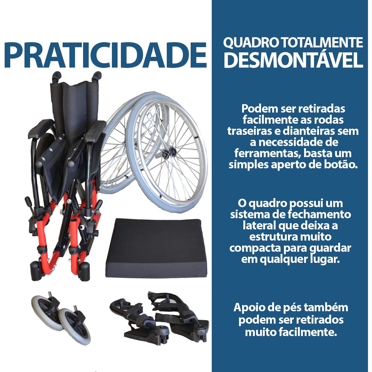 Cadeira de Rodas AVD Alumínio Dobrável T48 Ortobras 48Lx45Px45A