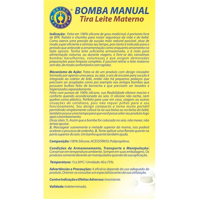 Bomba Manual Tira Leite Materno Ortho Pauher