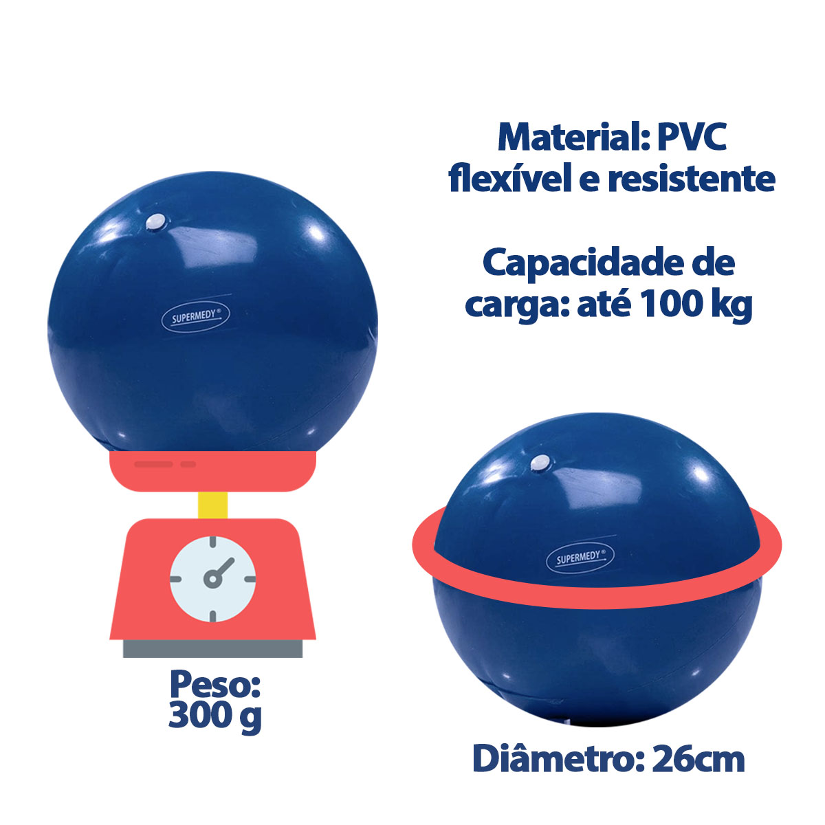 Bola Overball 26cm para Pilates Supermedy