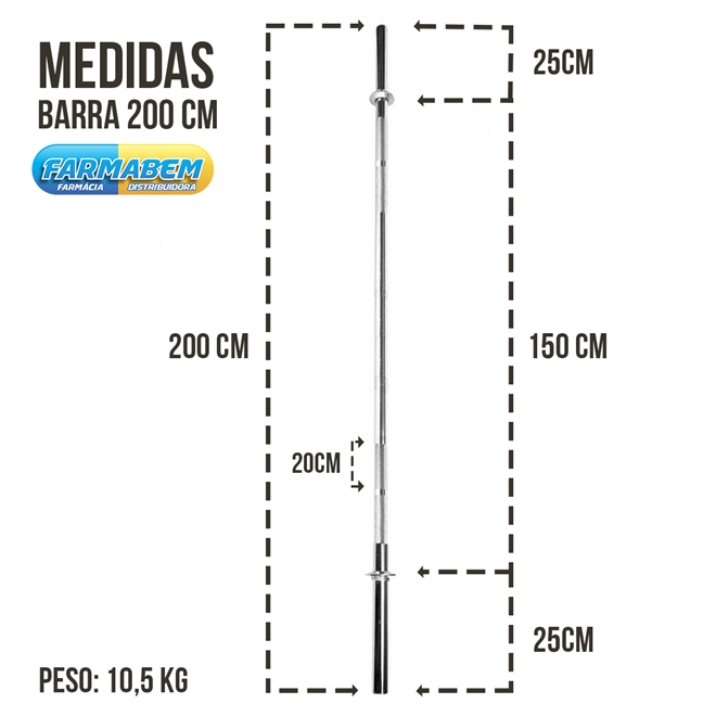 Barra Reta Cromada Maciça Zstorm 200cm Sem Presilha
