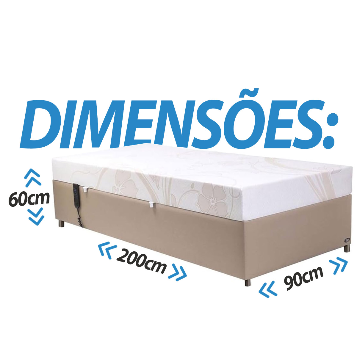 Cama Articulada Motorizada Centauro 90x200cm com Colchão de Mola Pilati