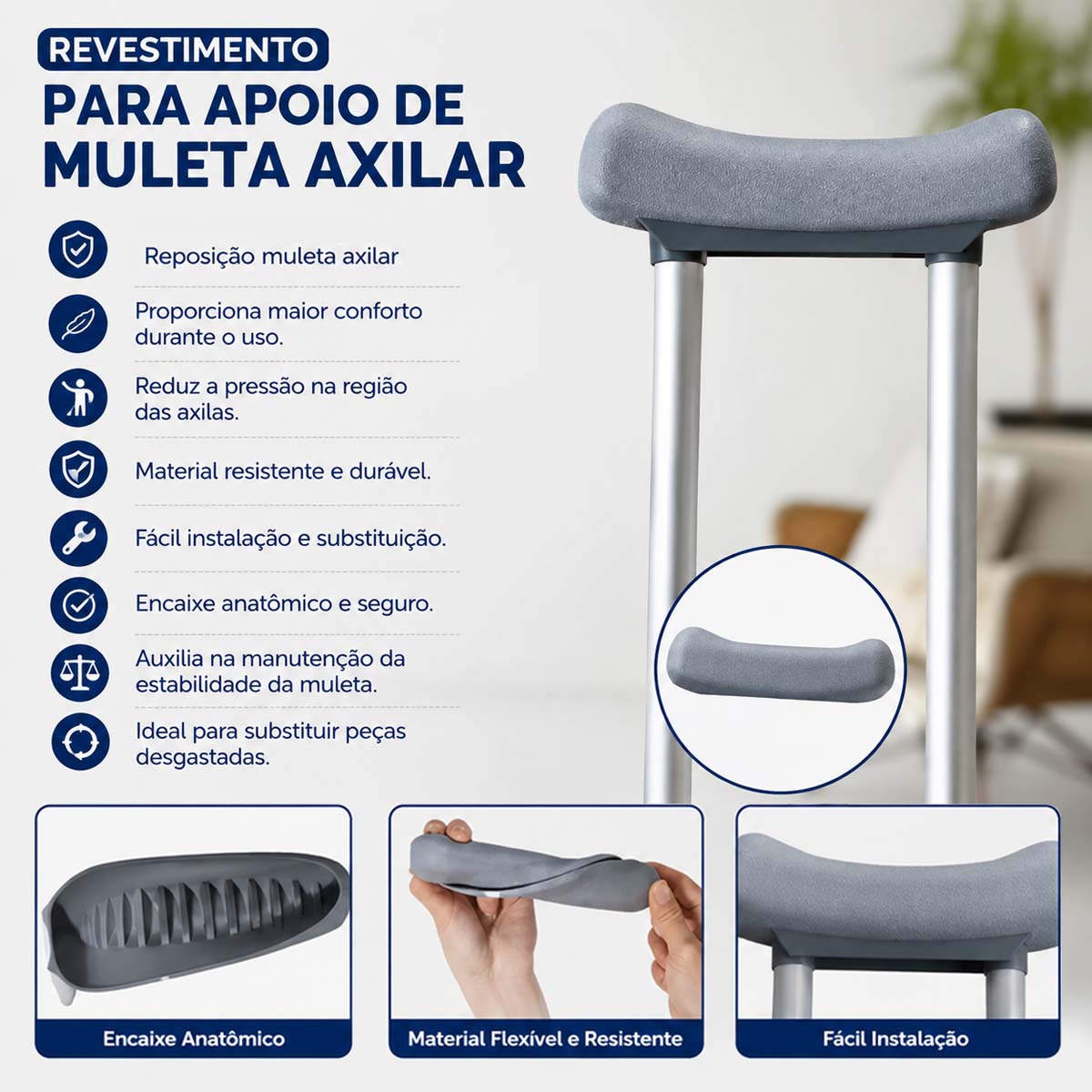 Revestimento Para Apoio de Muleta Axilar Mercur Par
