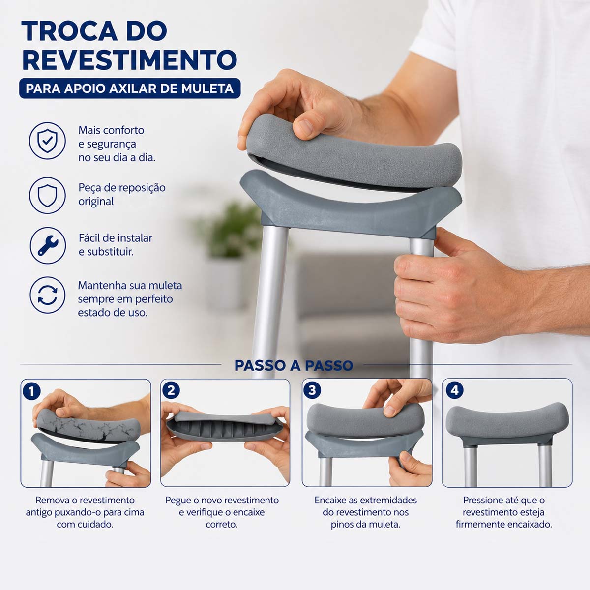 Revestimento Para Apoio de Muleta Axilar Mercur Par