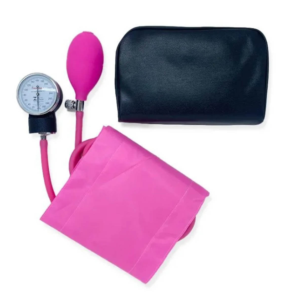 Esfigmomanômetro Premium Aneróide Adulto Braçadeira Com Fecho Aderente Rosa