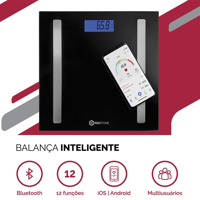 Balança Digital de Bioimpedancia Com Bluetooh RedStone
