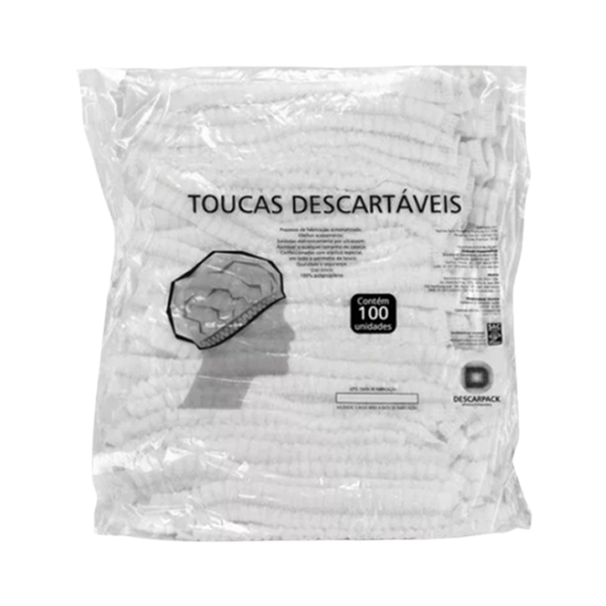 Touca Descartável Descarpack 100un 10 Pacotes 