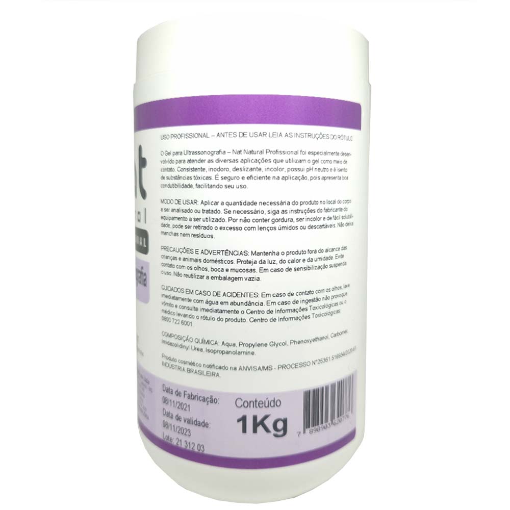 Gel Ultrassonografia 1kg Profissional Nat Natural