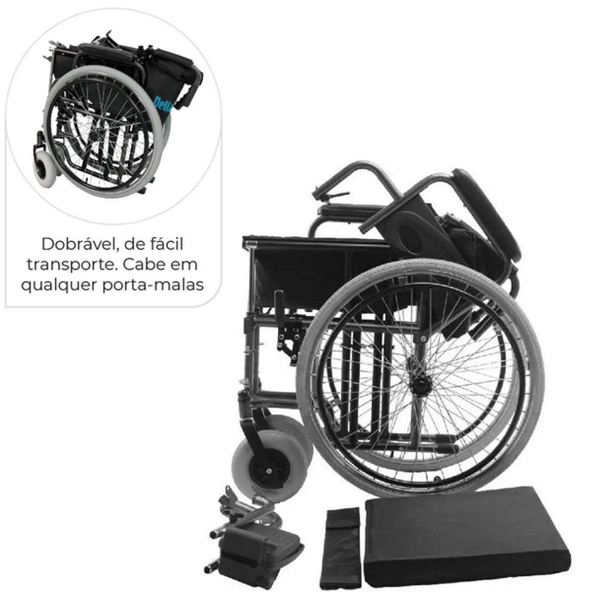 Cadeira De Rodas D400 T44 120kg Dellamed