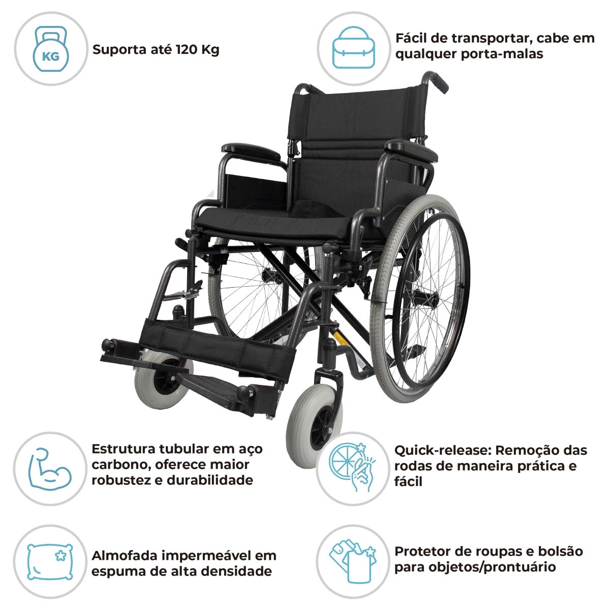 Cadeira De Rodas D400 T46 120kg Dellamed