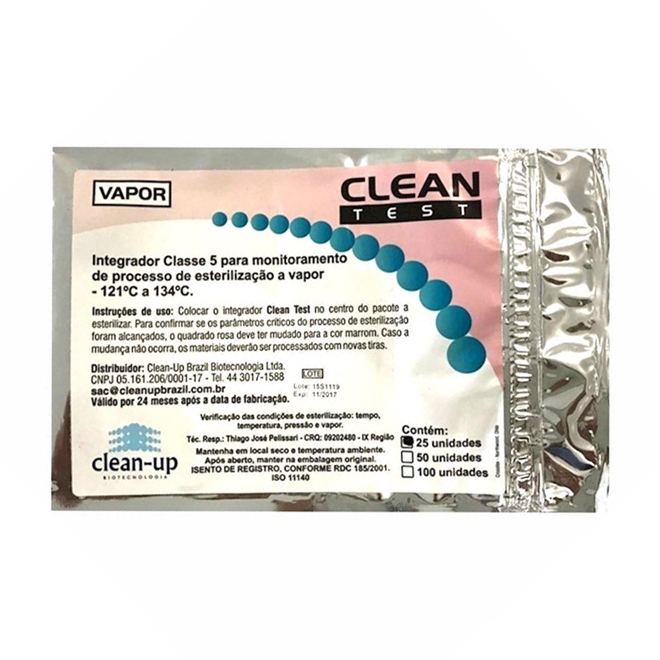 Indicador Quimico a Vapor Classe 5 Clean Test 25 un