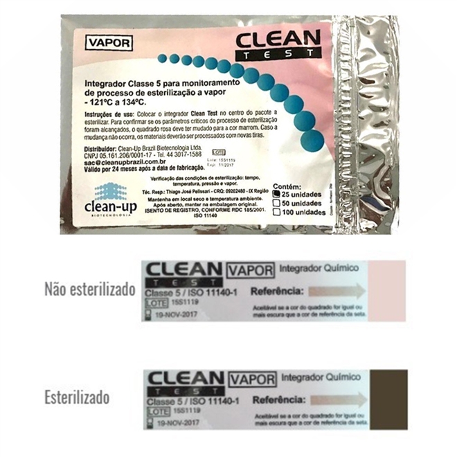 Indicador Quimico a Vapor Classe 5 Clean Test 25 un