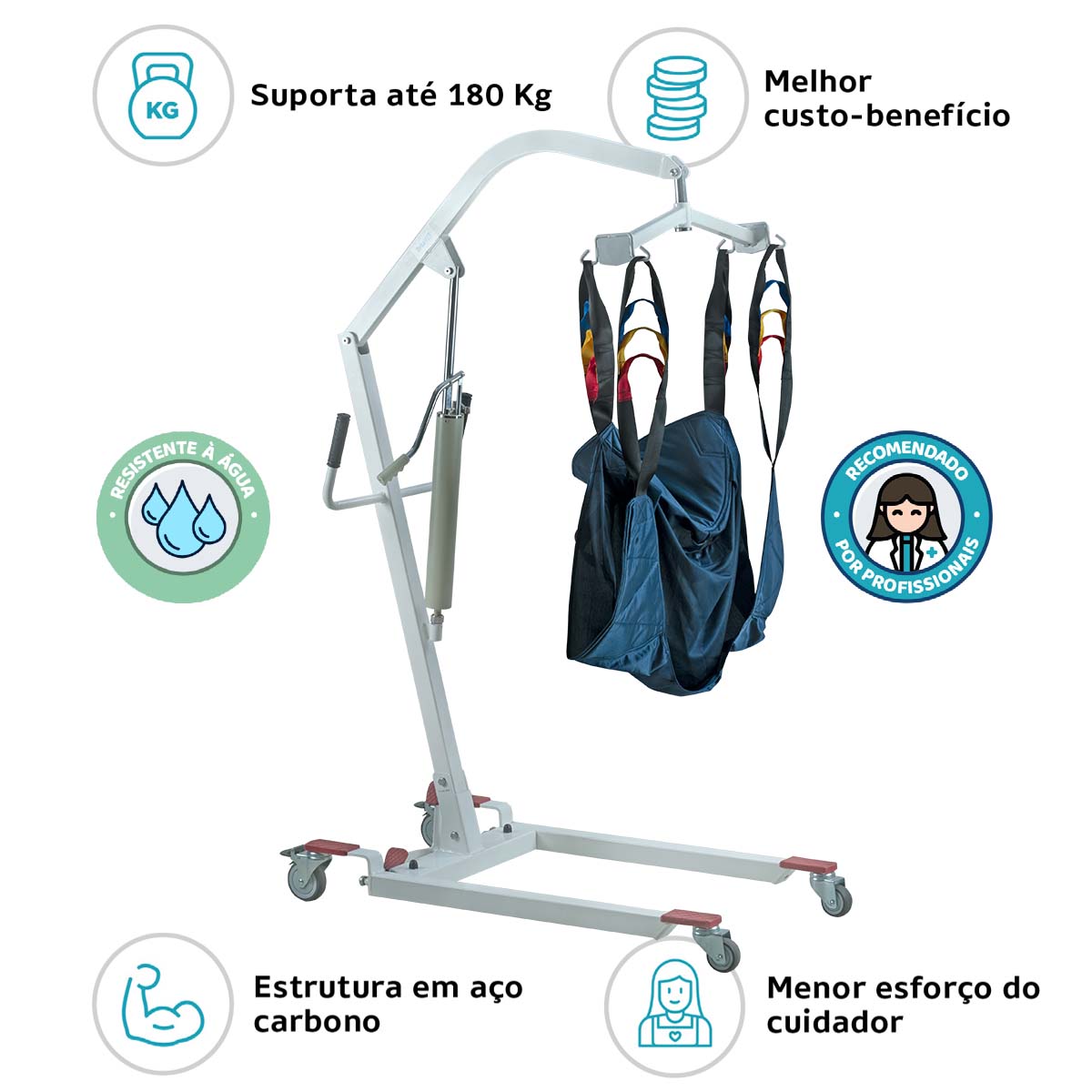 Elevador Guincho de Transferência Hidráulico 180 Kg Dellamed