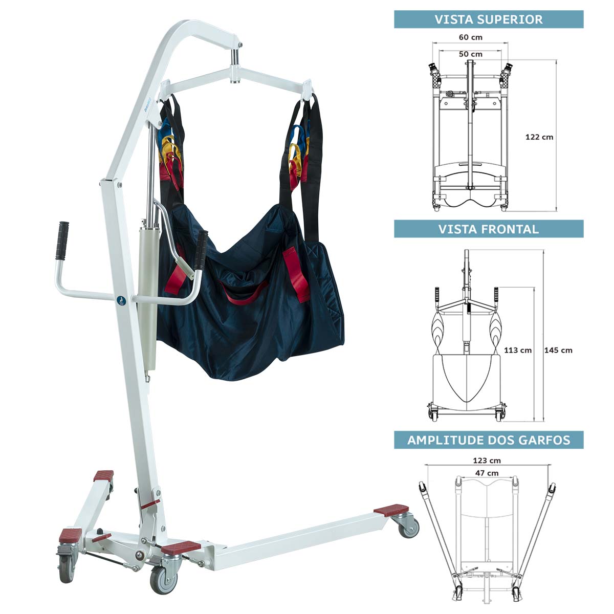 Elevador Guincho de Transferência Hidráulico 180 Kg Dellamed