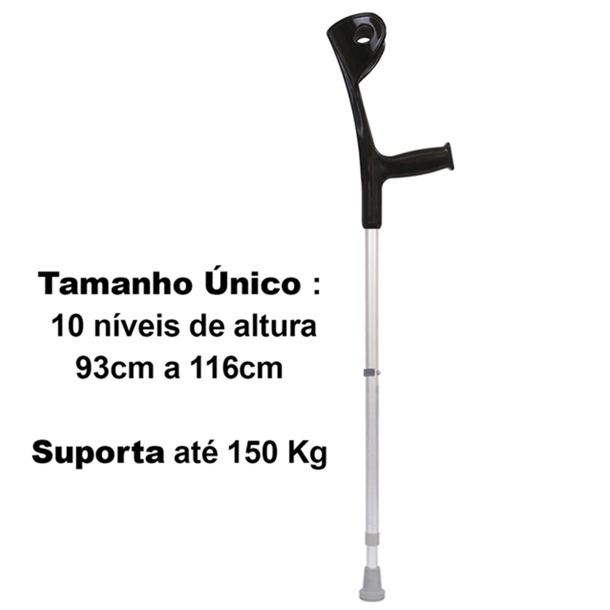 Muleta Canadense Sequencial Fixa Premium 150kg Ponteira 7/8 Par Cinza