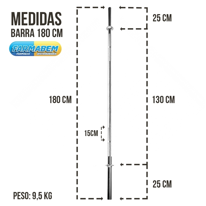 Barra Reta Cromada Maciça Zstorm 180cm Com Presilha