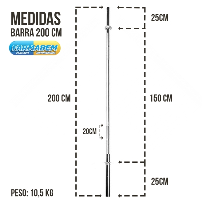 Barra Reta Cromada Maciça Zstorm 200cm Com Presilha