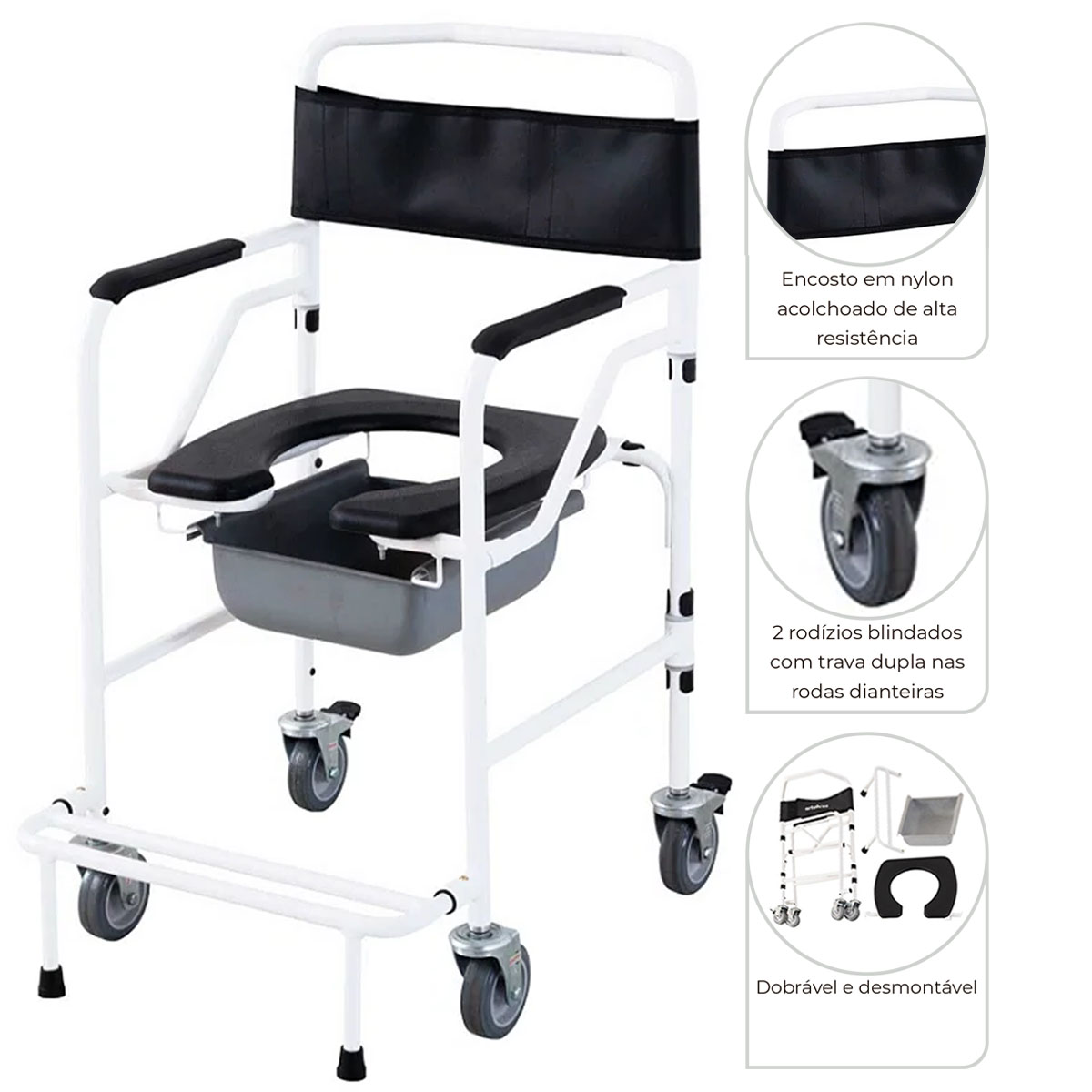 Cadeira de Banho Dobravel Ortobras BE 44cm com Comadre