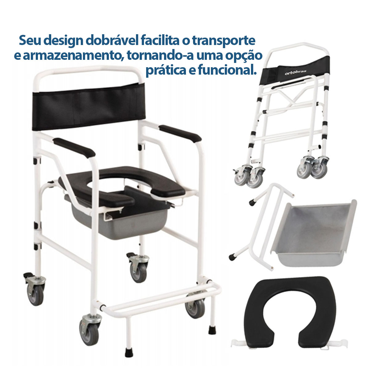 Cadeira de Banho Dobravel Ortobras BE 44cm com Comadre
