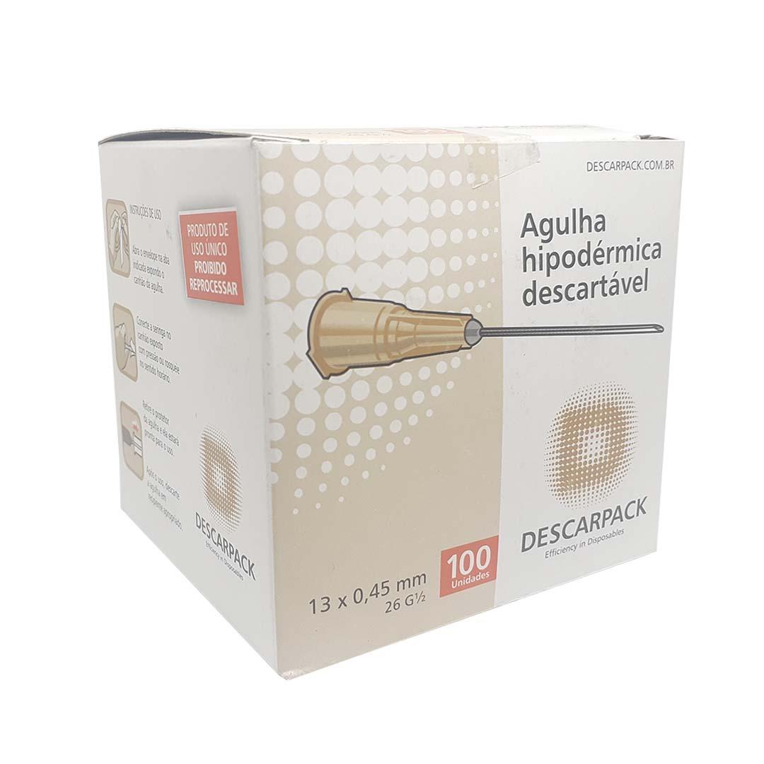 Agulha Hipodérmica Descartável Descarpack 13x0,45mm 100un