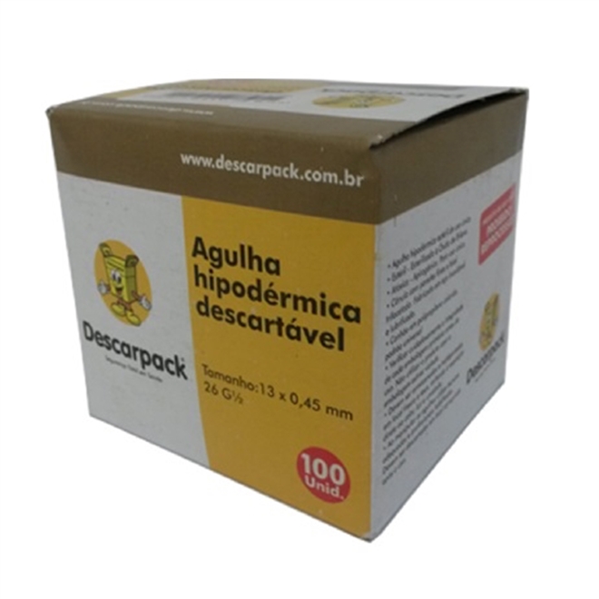 Agulha Hipodérmica Descartável Descarpack 13x0,45mm 100un
