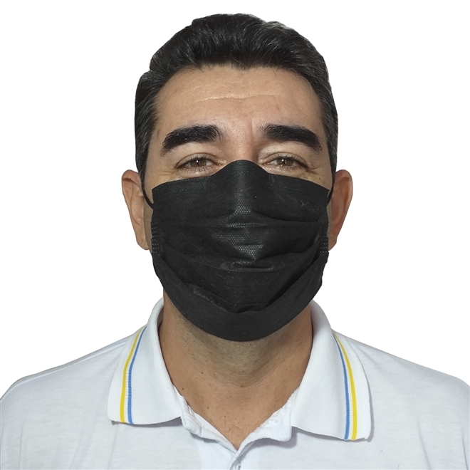 Máscara Descartável Tripla Clip Nasal SPK Preta 250un