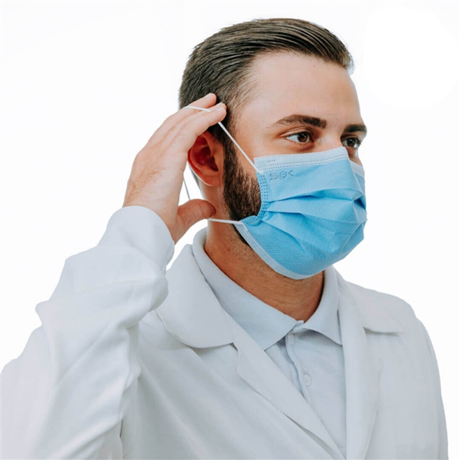 Máscara Descartável Tripla Clip Nasal SPK Azul 50un