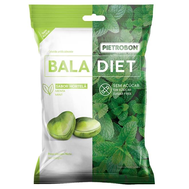 Bala Diet Sabor Hortelã e Morango 200g