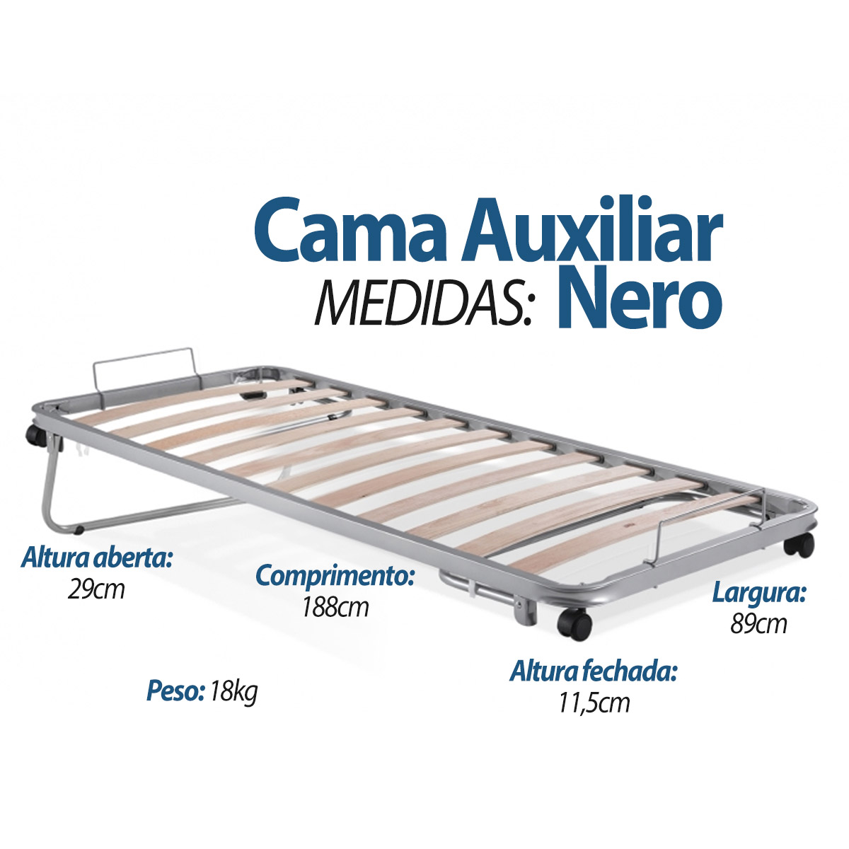 Cama Auxiliar Pilati Estrado Nero 89x188cm