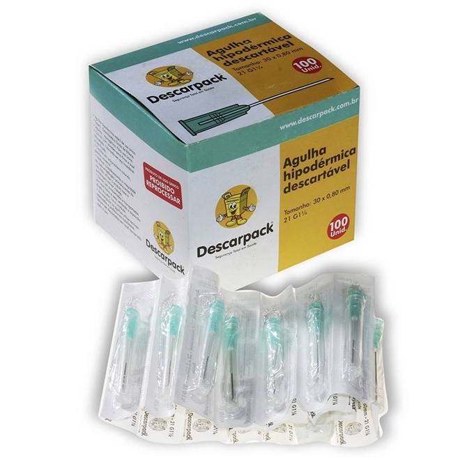 Agulha Hipodérmica Descartável Descarpack 25x0,80mm 500un
