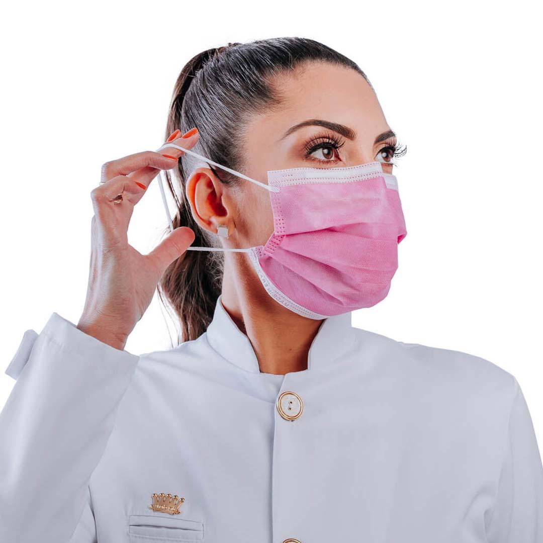 Máscara Descartável Tripla Clip Nasal SPK Pink 500un