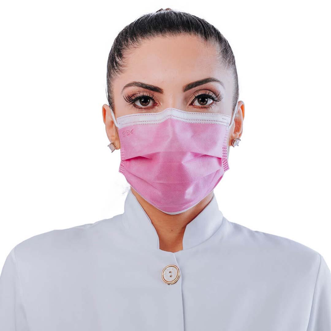 Máscara Descartável Tripla Clip Nasal SPK Pink 50un