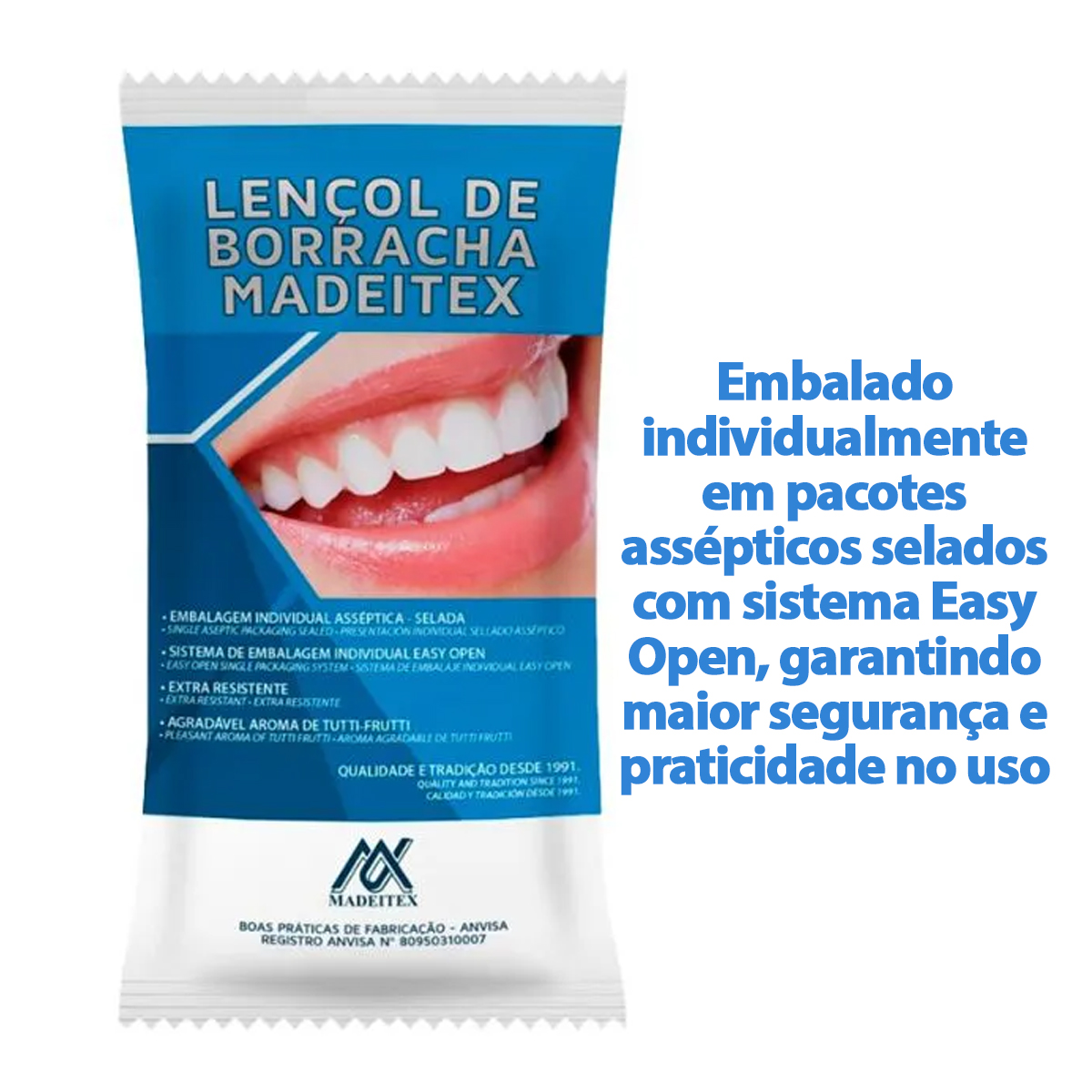 Lençol de Borracha Odontológico Azul com 26un Madeitex