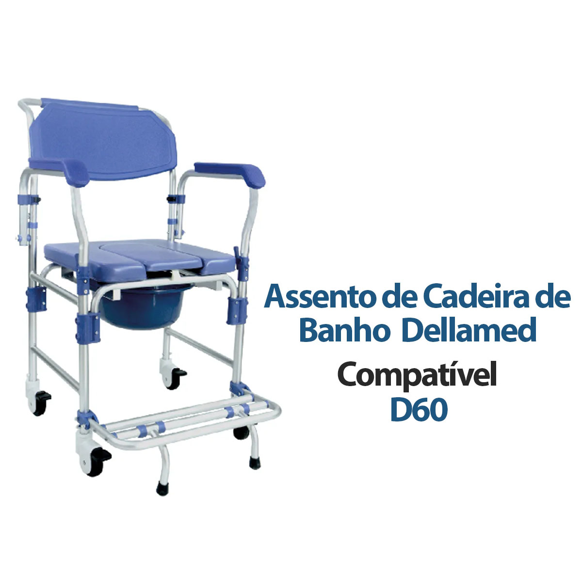 Assento Estofado com Encaixe para Cadeira de Banho D45 D50 D60 Dellamed