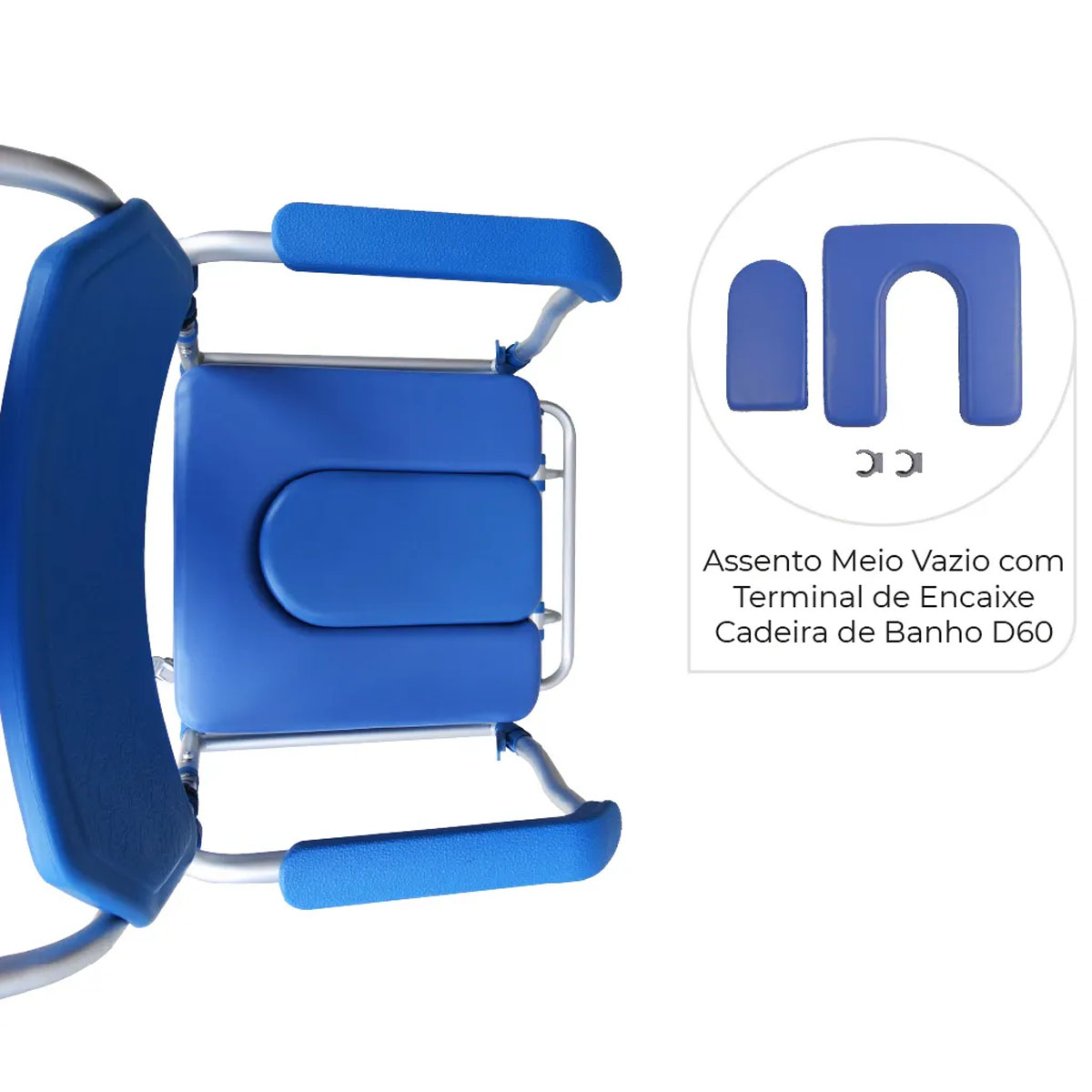 Assento Meio Vazio com Terminal de Encaixe Cadeira de Banho D60