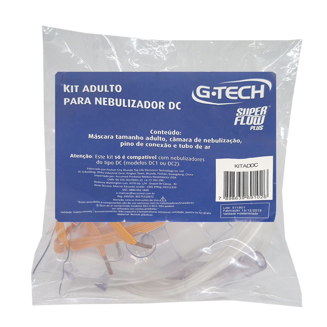 Kit para Nebulizador e Inalador Adulto Compact DC G-Tech